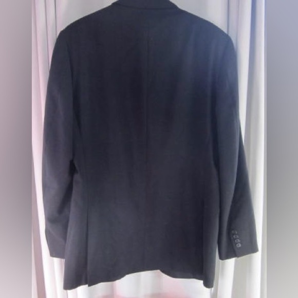 Calvin Klein Men's Black Wool Suit Jacket; Size 42L **One Front Button Missing** - Picture 2 of 12
